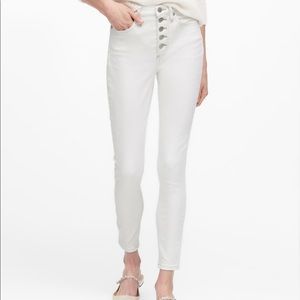 High Rise Skinny White Jeans-Banana Republic